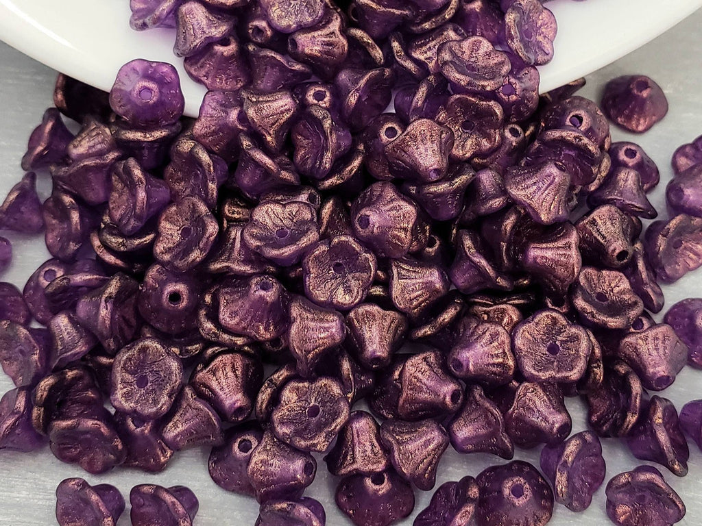 Crystal Magenta - Czech Bell Flowers - 7x5mm - 25pcs