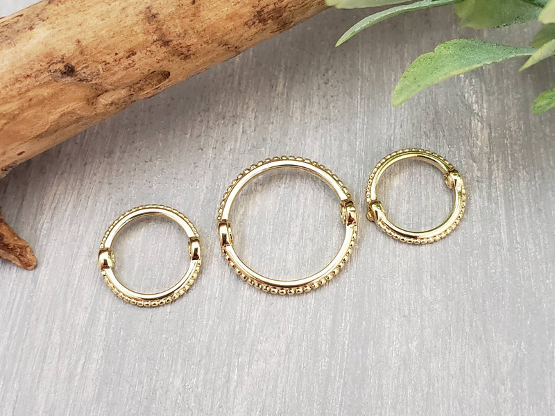 3pc Set 14k Gold Plated Textured Bead Frames - 2x 10mm/1x 15mm