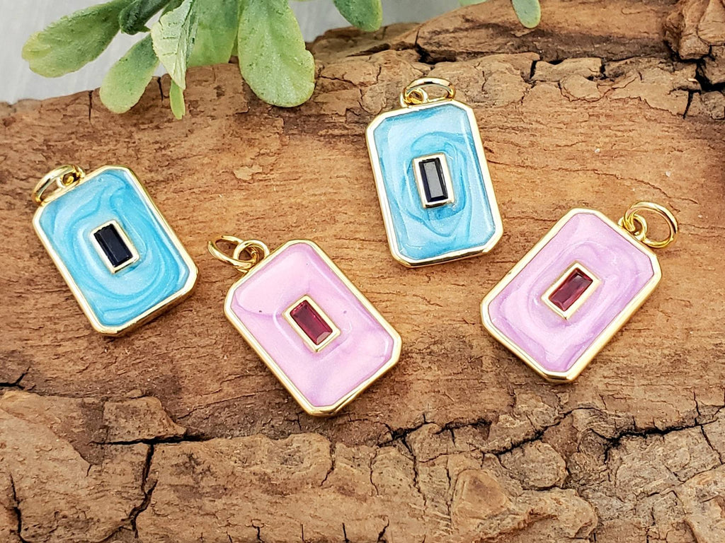 14k Gold Plated Oil Enamel Pendant/Charms - 15x10mm - 1pc