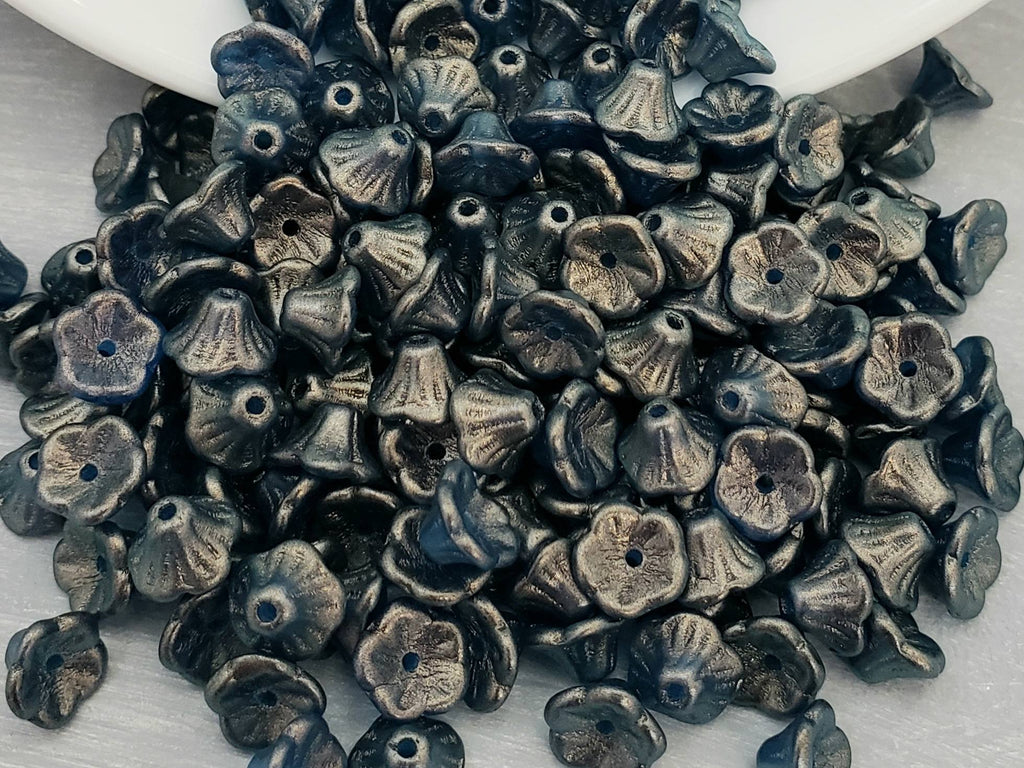 Crystal Celestian Blue - Czech Bell Flowers - 7x5mm - 25pcs