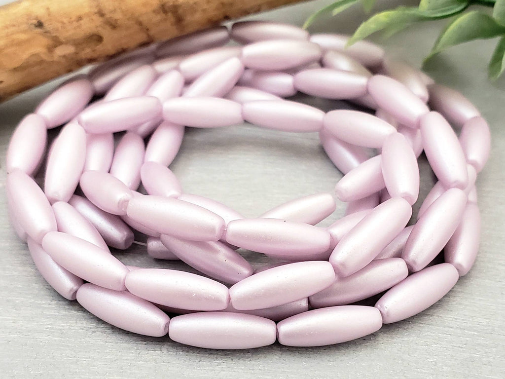 Gentle Lilacs - Glass Pearl Rice Beads - 10x4mm - Appr. 18" Strand/Loose