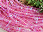 Matte Raspberry Pink - Mermaid Aurora Rondelle Beads - 6x4mm - 7.5" Strand