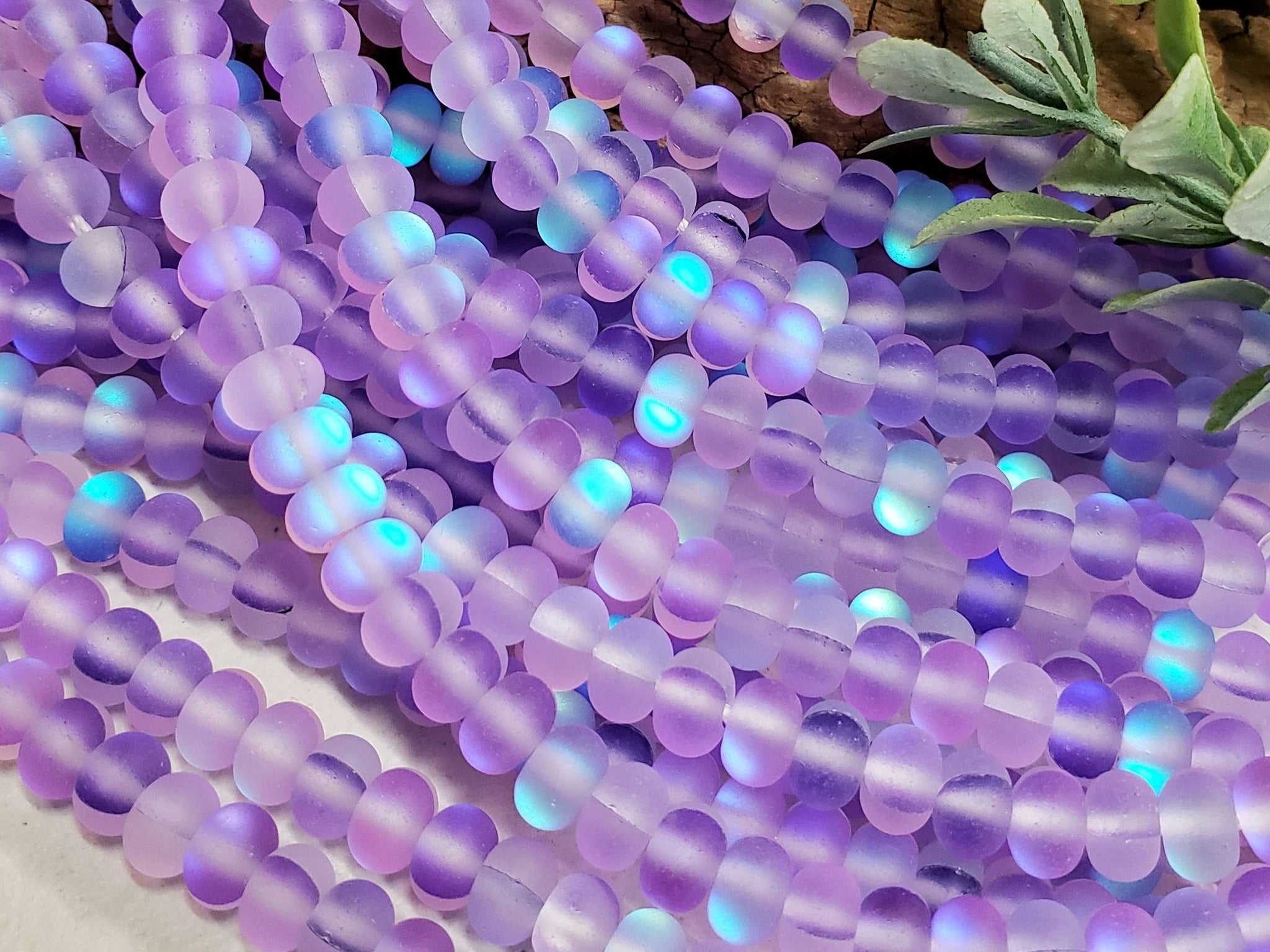 Matte Grape - Mermaid Aurora Rondelle Beads - 6x4mm - 7.5" Strand