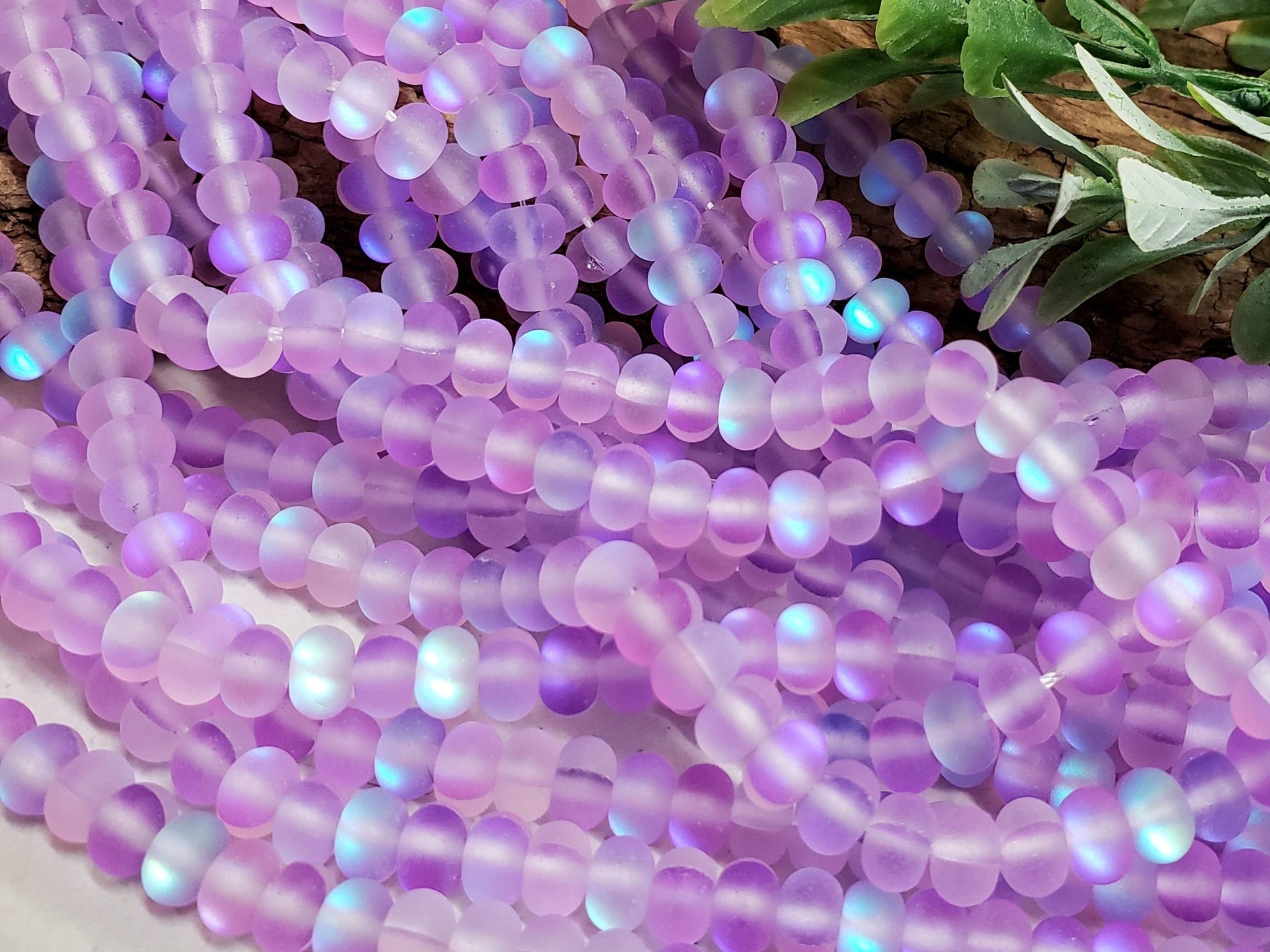 Matte Magenta Violet - Mermaid Aurora Glass Beads - 6x4mm - 7.5" Strand Main image