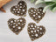 Antique Bronze Filigree Heart Filigree Links / Charms - 25mm - 4pcs