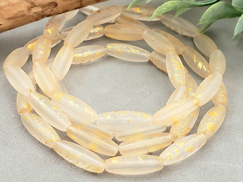 Champagne Gold - Glass Rice Beads - 10x4mm - Appr. 18" Strand/Loose