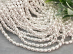 Bridal White - Mini Pearl Barrel Glass Beads - 4mm - 16" Strand