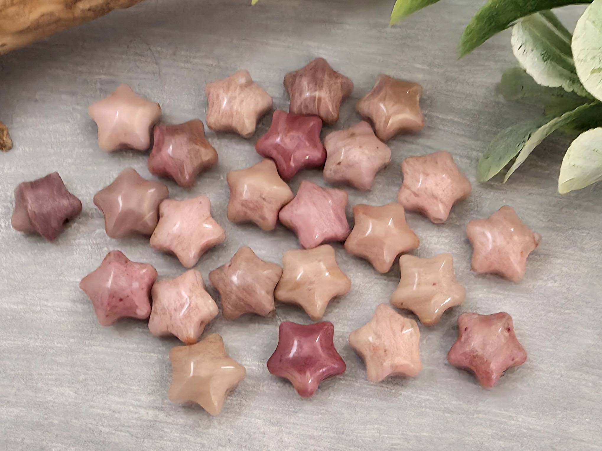 Natural Pink Rhodonite - Star Shaped Pillow Gemstone - 8mm - 6pcs Main image