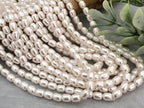 Lt Rose White - Mini Pearl Barrel Glass Beads - 4mm - 16" Strand