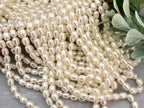 Ivory - Mini Pearl Barrel Glass Beads - 4mm - 16" Strand