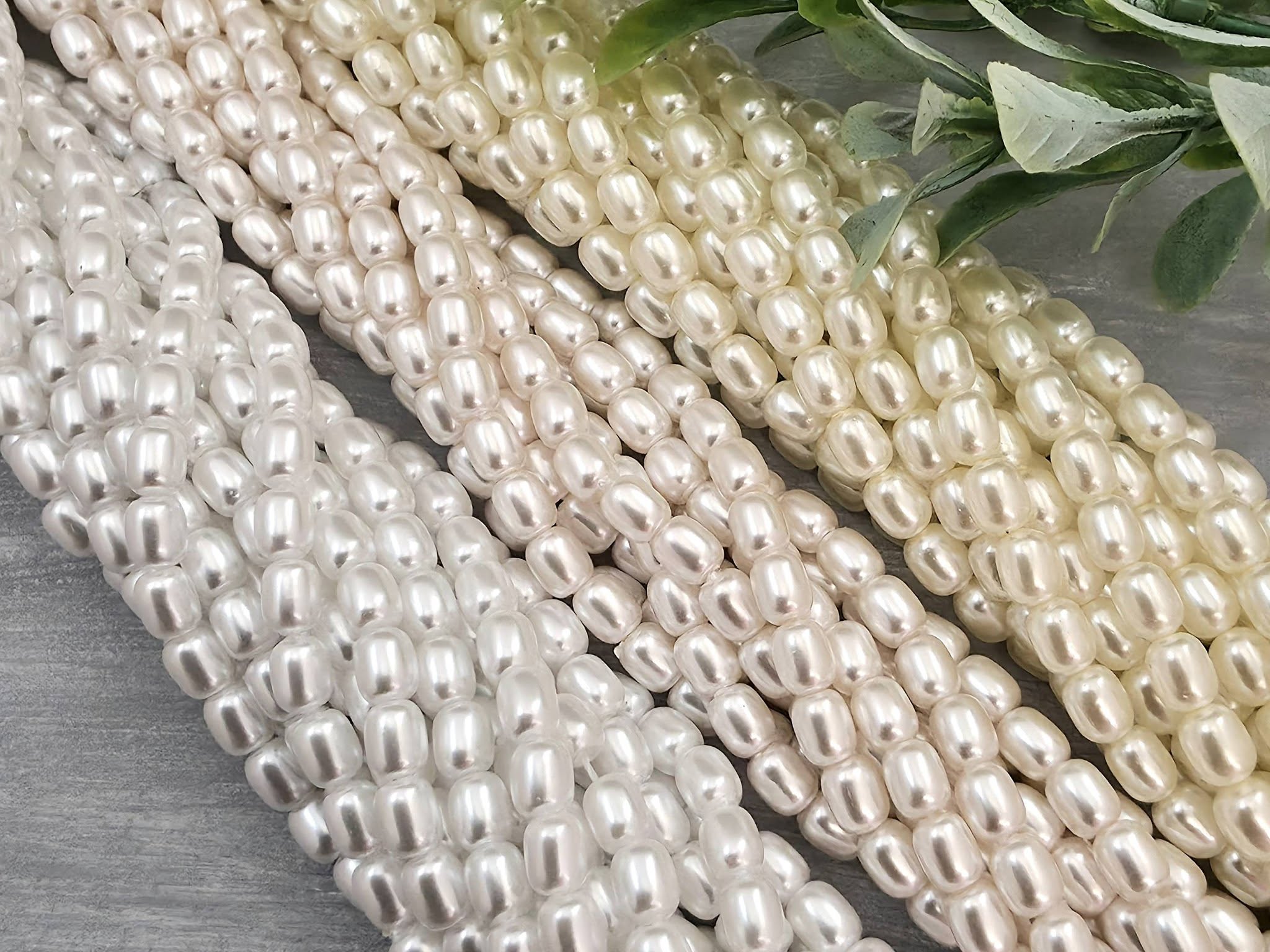 Ivory - Mini Pearl Barrel Glass Beads - 4mm - 16" Strand Secondary image