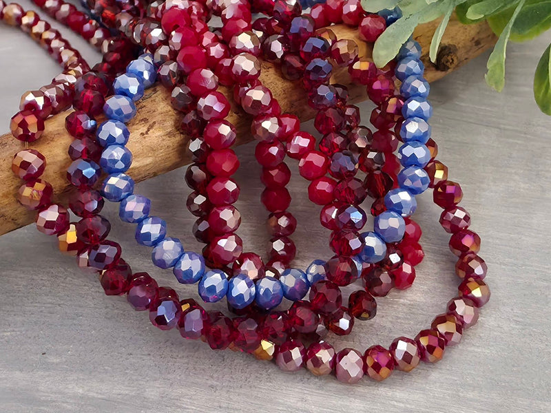Ruby & Sapphire - Crystal Stash Bundles - 3x4mm - 6 Strands