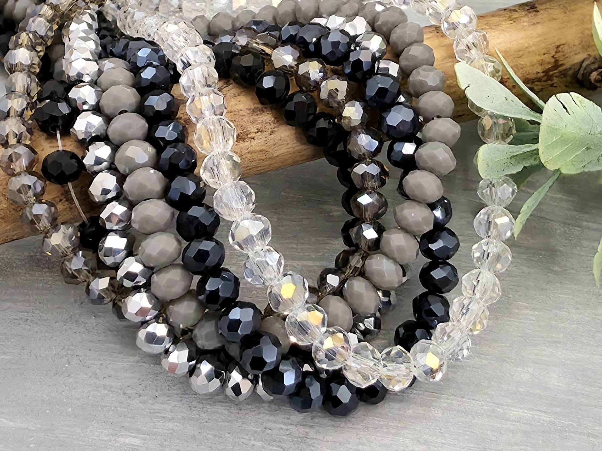 Smoky Eclipse - Crystal Stash Bundles - 3x4mm - 6 Strands
