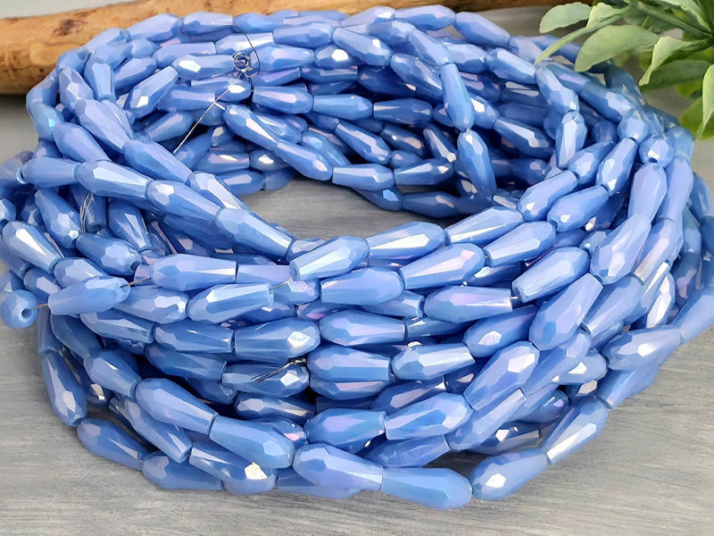 Mystic Periwinkle - Crystal Glass Teardrops - 9x4mm - 24" Strand