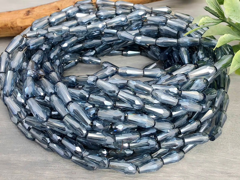 Montana Blue - Crystal Glass Teardrops - 9x4mm - 24" Strand