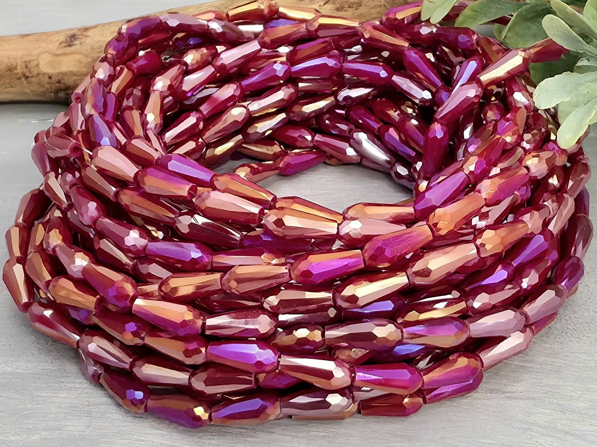 Mystic Magenta  - Crystal Glass Teardrops - 9x4mm