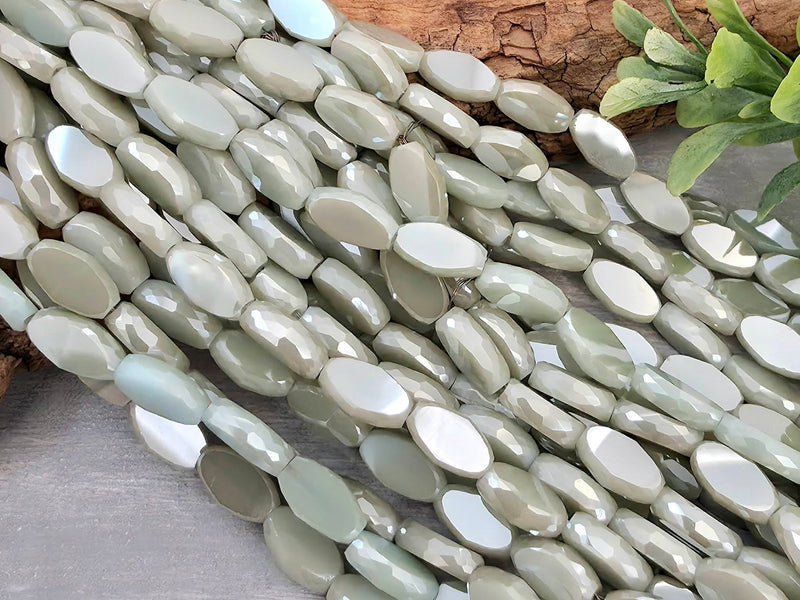 Honey Dew - Micro Faceted Edge Marquise Cut Crystals - 8x5mm - 20" Strand