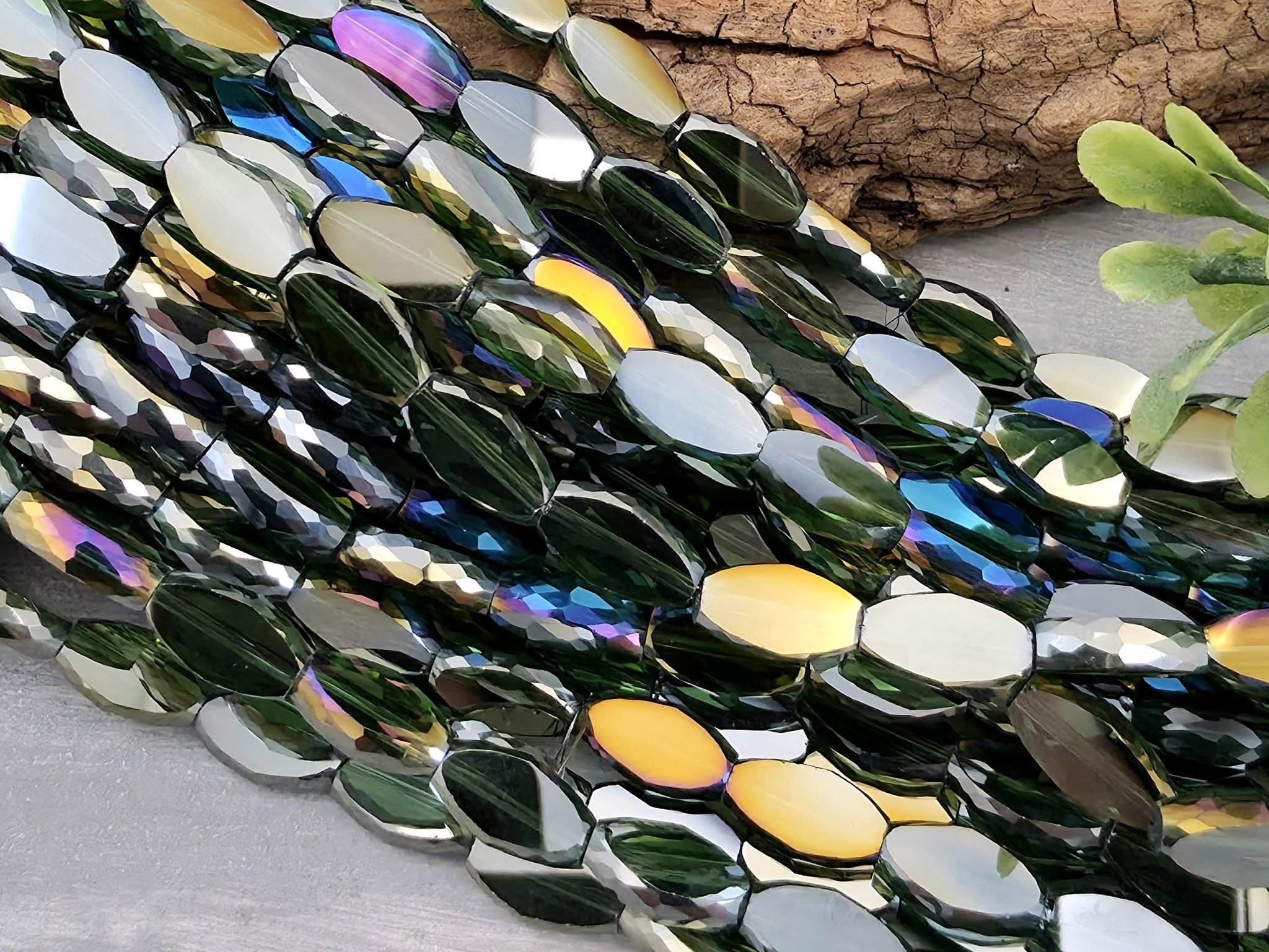 Mystic Forest - Micro Faceted Edge Marquise Cut Crystals - 8x5mm