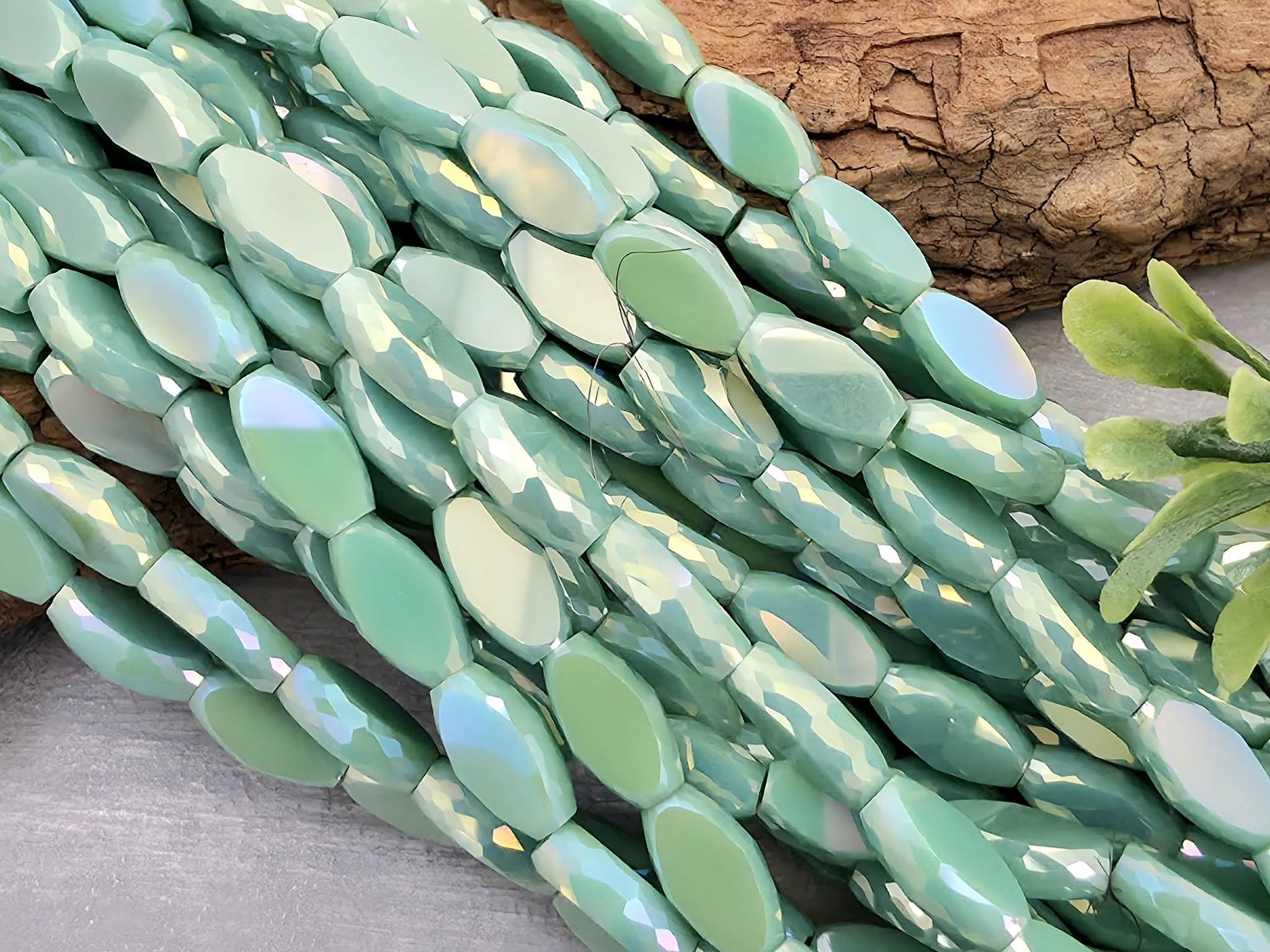 Seafoam - Micro Faceted Edge Marquise Cut Crystals - 8x5mm