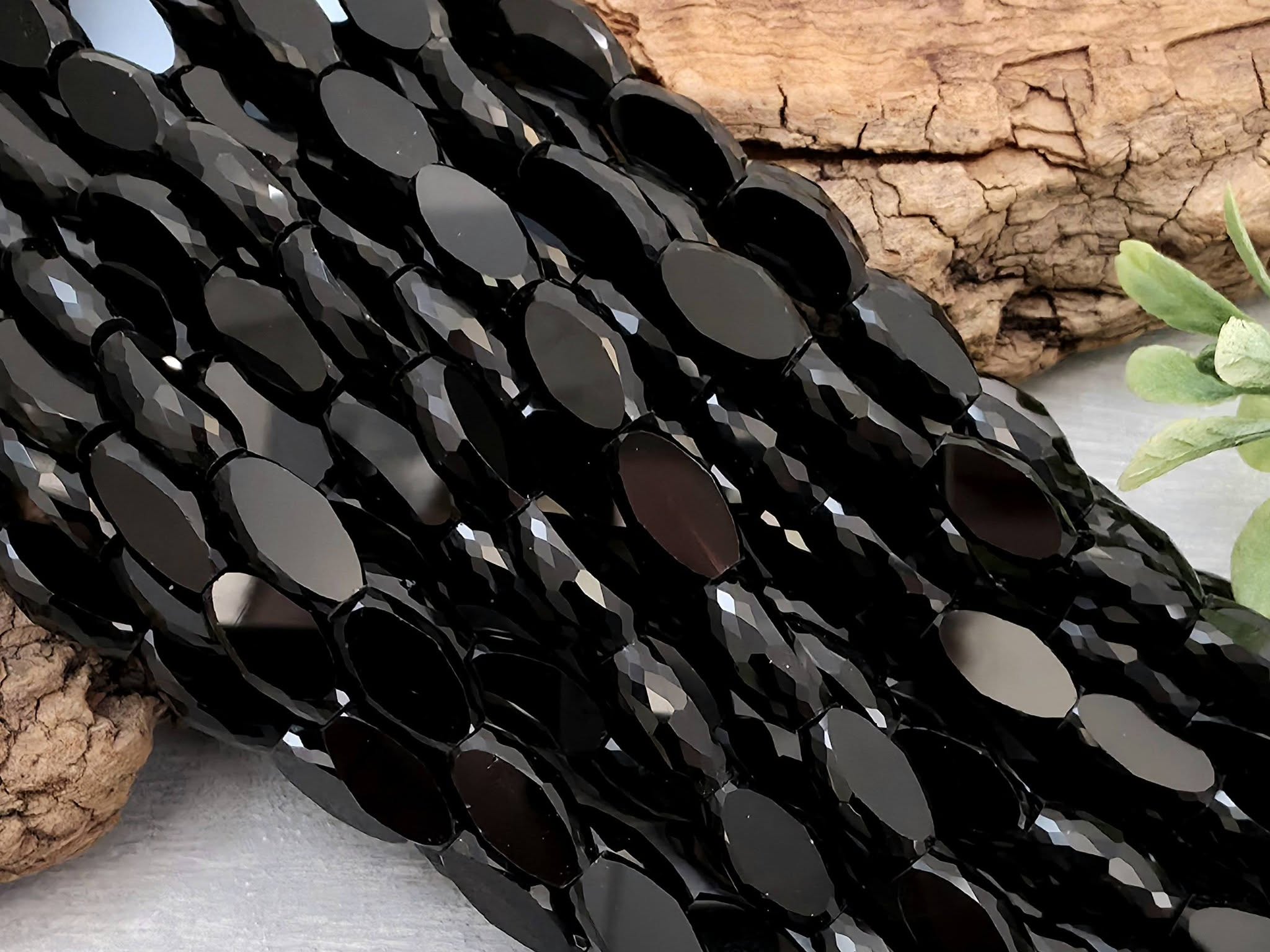 Jet Black - Micro Faceted Edge Marquise Cut Crystals - 8x5mm