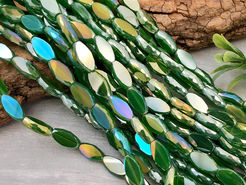 Mystic Pine - Micro Faceted Edge Marquise Cut Crystals - 8x5mm - 20" Strand