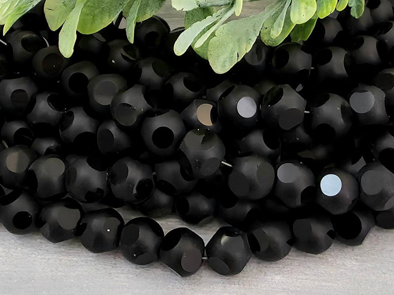 Black - Window Cut Frosted Crystals - 8mm - 20pcs