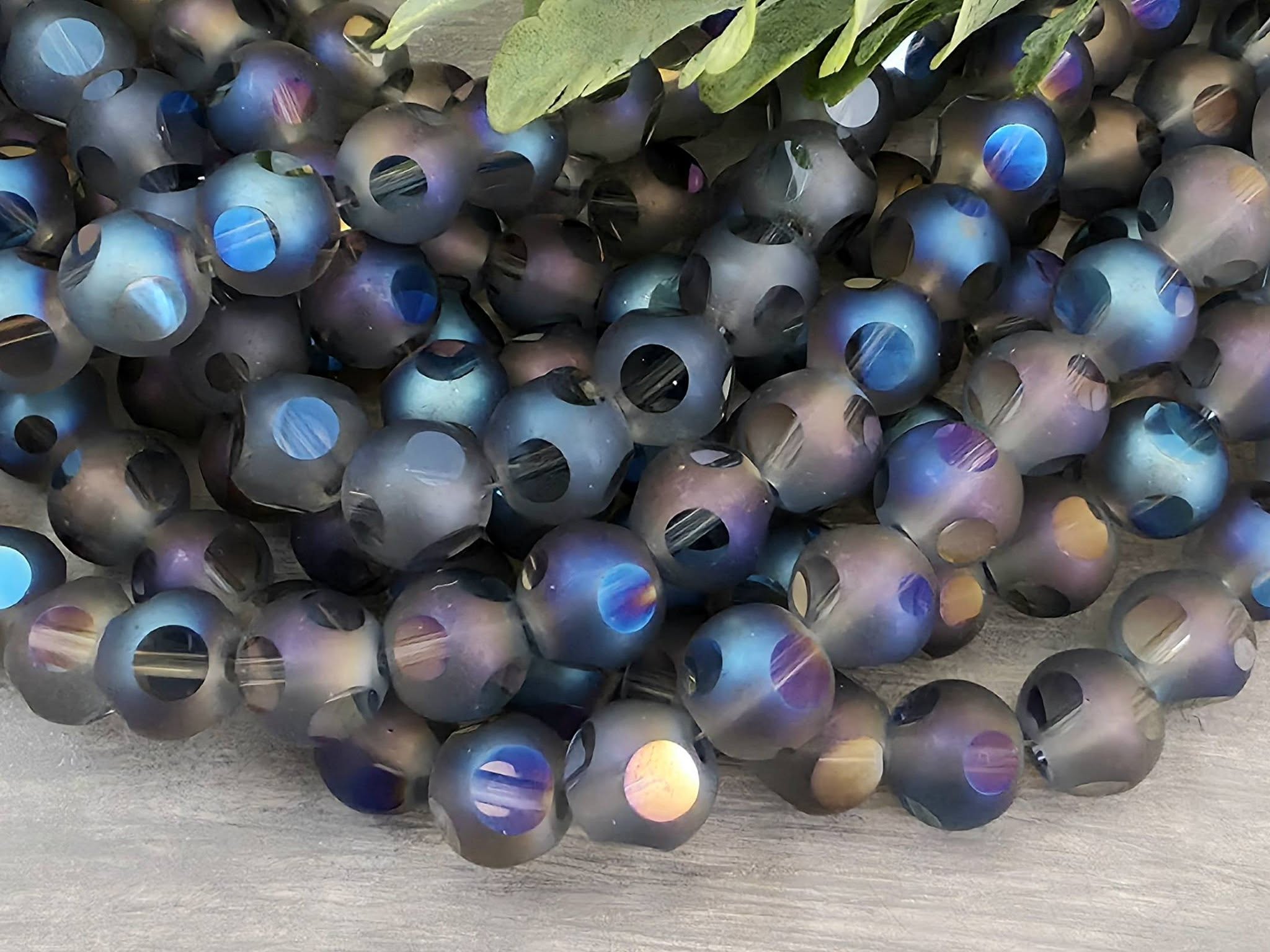 Blue Iris - Window Cut Frosted Crystals - 8mm - 20pcs