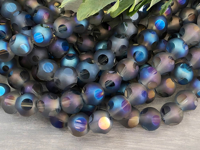 Blue Iris - Window Cut Frosted Crystals - 8mm - 20pcs