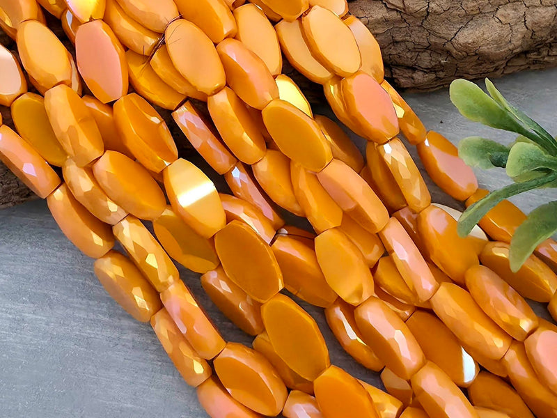 Mystic Apricot - Micro Faceted Edge Marquise Cut Crystals - 8x5mm - 20" Strand