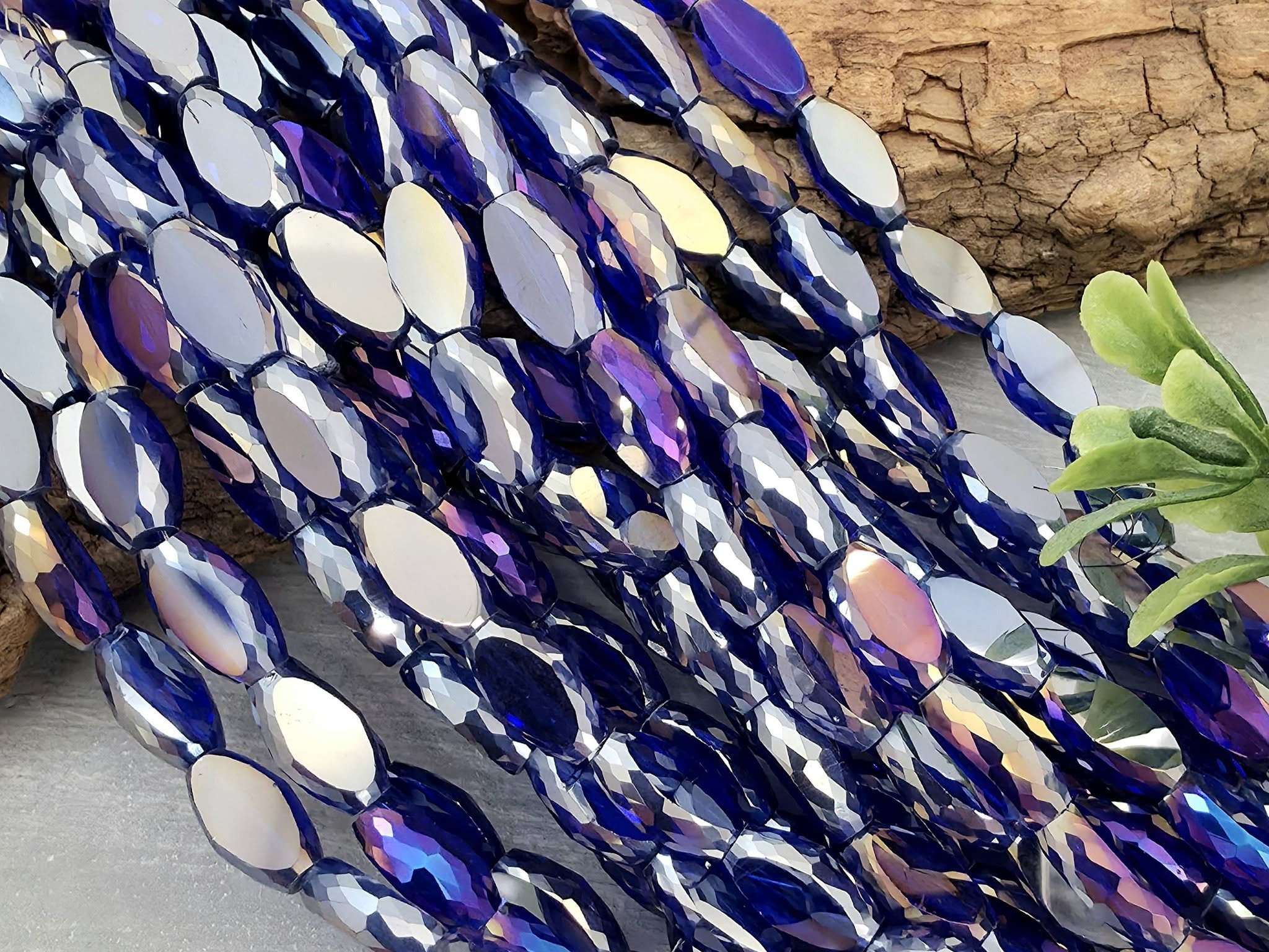 Mystic Indigo - Micro Faceted Edge Marquise Cut Crystals - 8x5mm