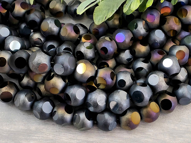 Black Iris - Window Cut Frosted Crystals - 8mm - 20pcs