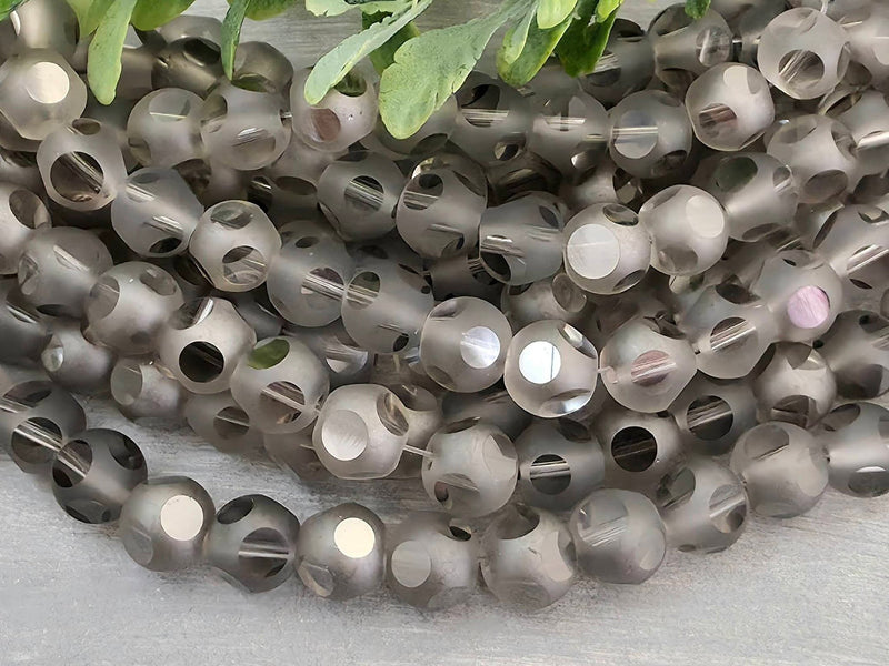 Smokey Grey - Window Cut Frosted Crystals - 8mm - 20pcs