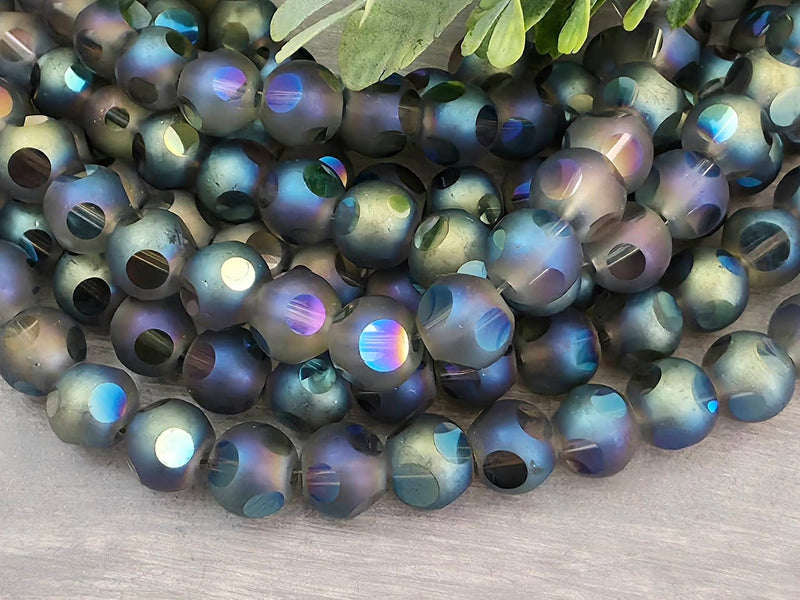 Moss Iris - Window Cut Frosted Crystals - 8mm - 20pcs