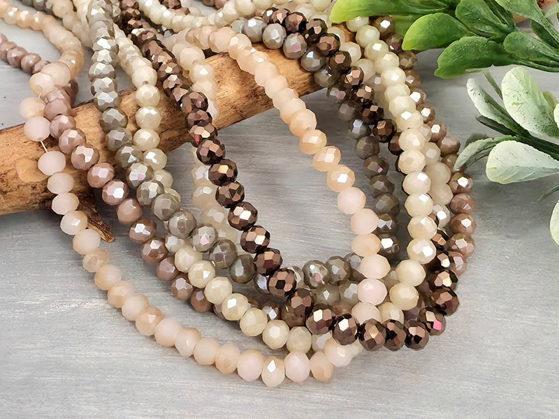 Cafe Au Lait - Crystal Stash Bundles - 3x4mm - 6 Strands