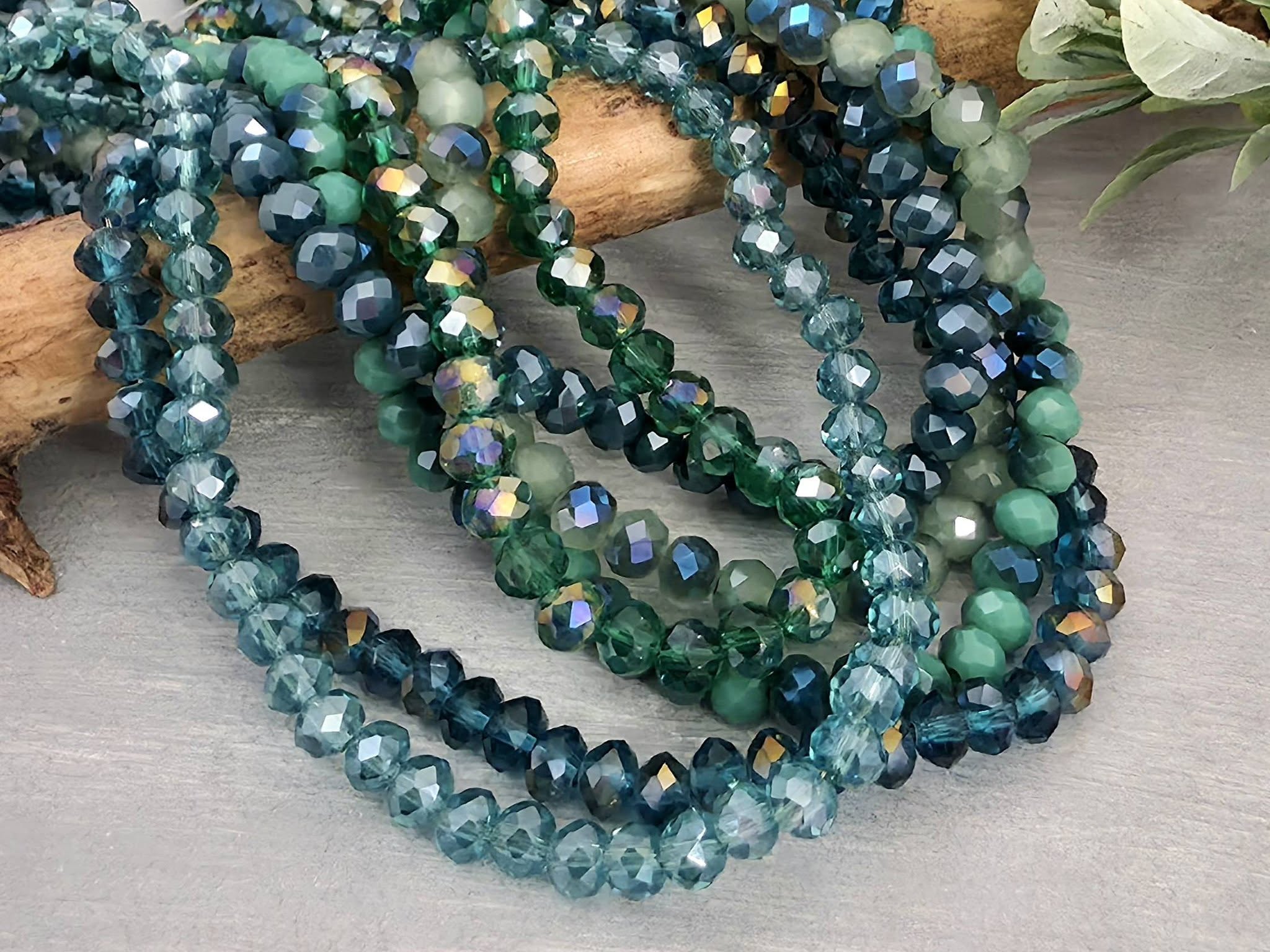 Pine Forest - Crystal Stash Bundles - 3x4mm - 6 Strands