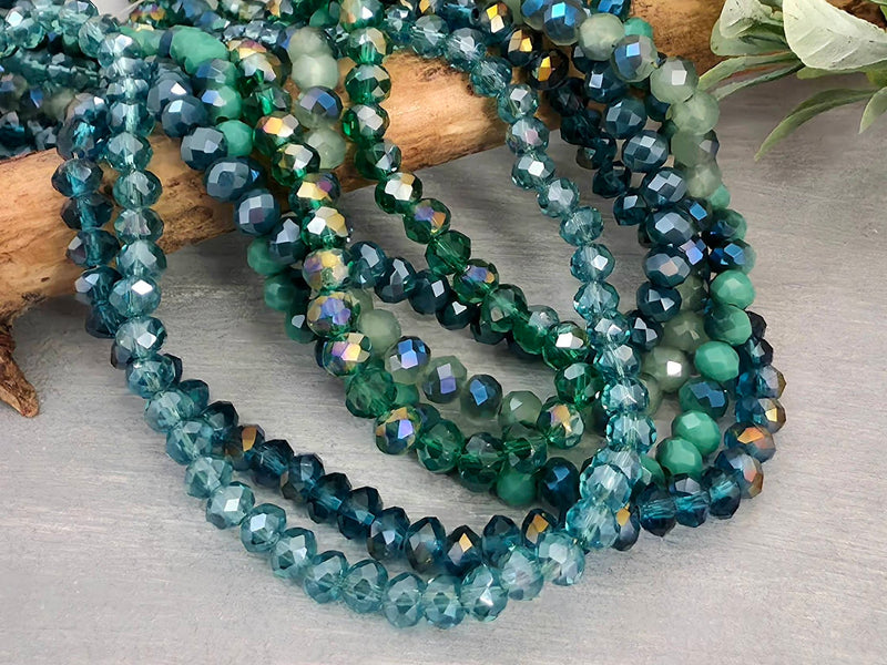 Pine Forest - Crystal Stash Bundles - 3x4mm - 6 Strands