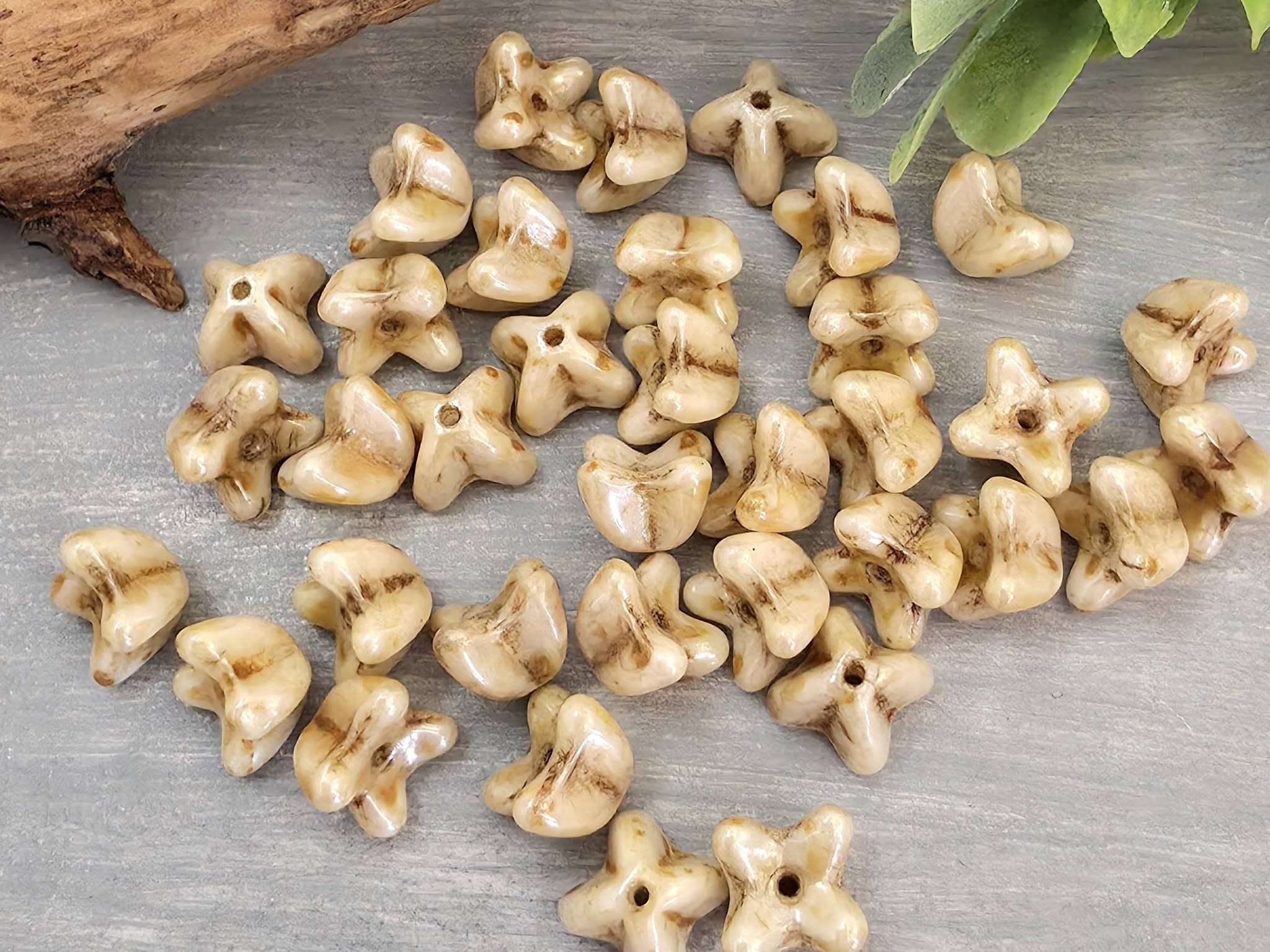 Vintage Cream - 4-Point Czech Flower Buds - 6mm - 10pcs Main image