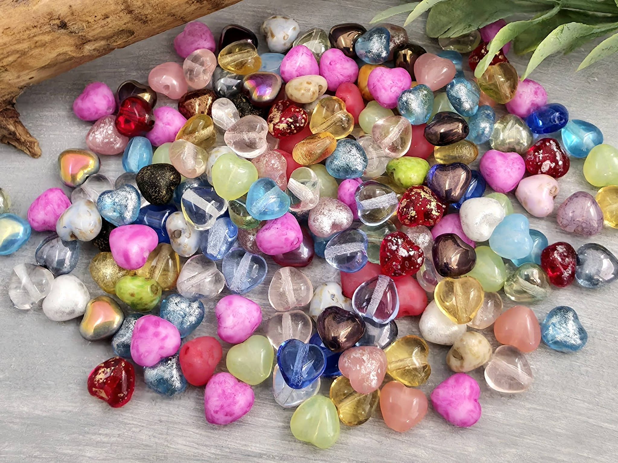 Mini Heart Czech Bead Mix - 6mm - 10gr /approx. 50pcs Main image