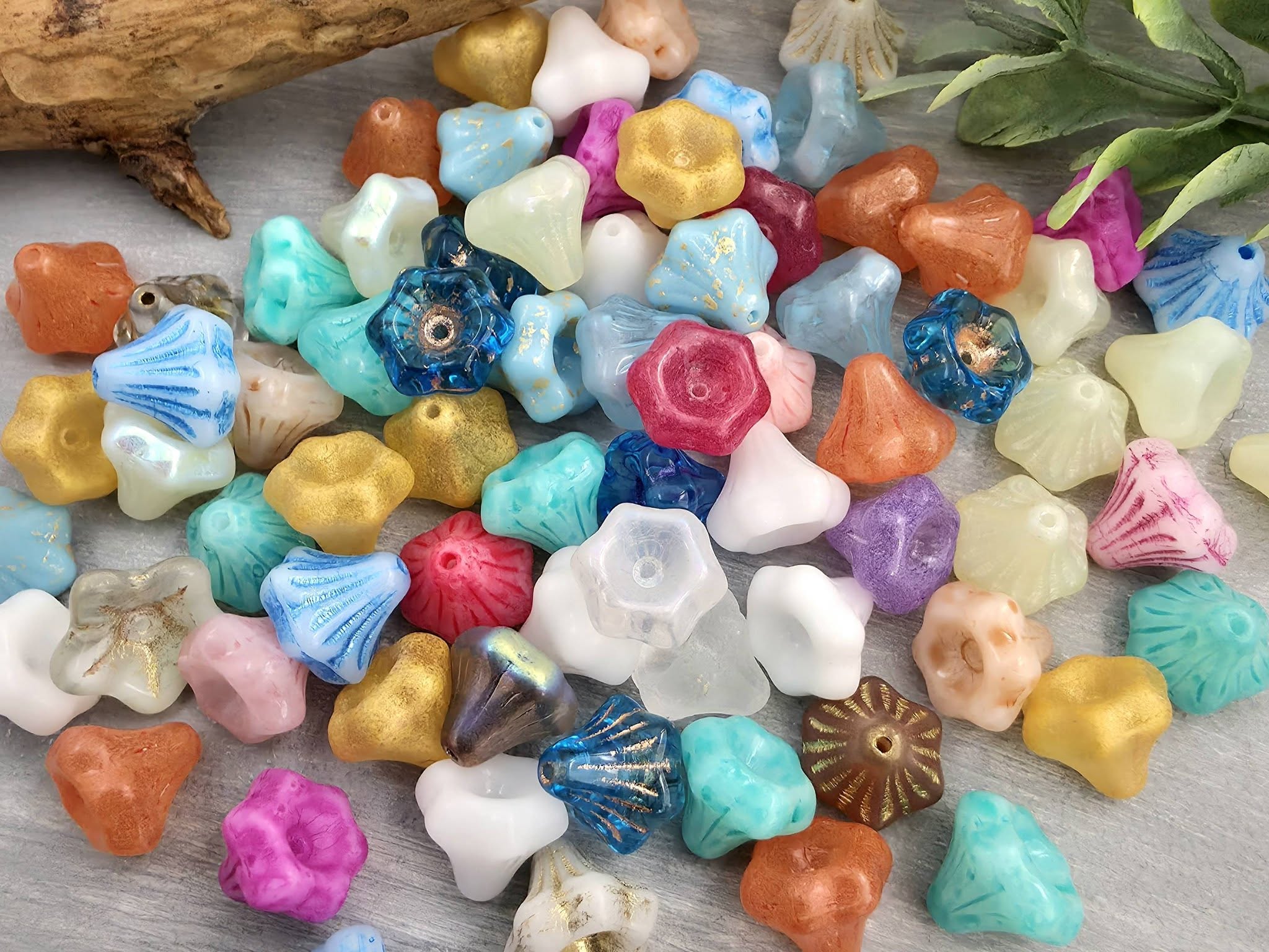 Long Bell Flower Czech Bead Mix - 13x10mm - 20pcs Main image