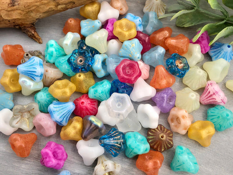 Long Bell Flower - Czech Bead Mix - 13x10mm - 20pcs