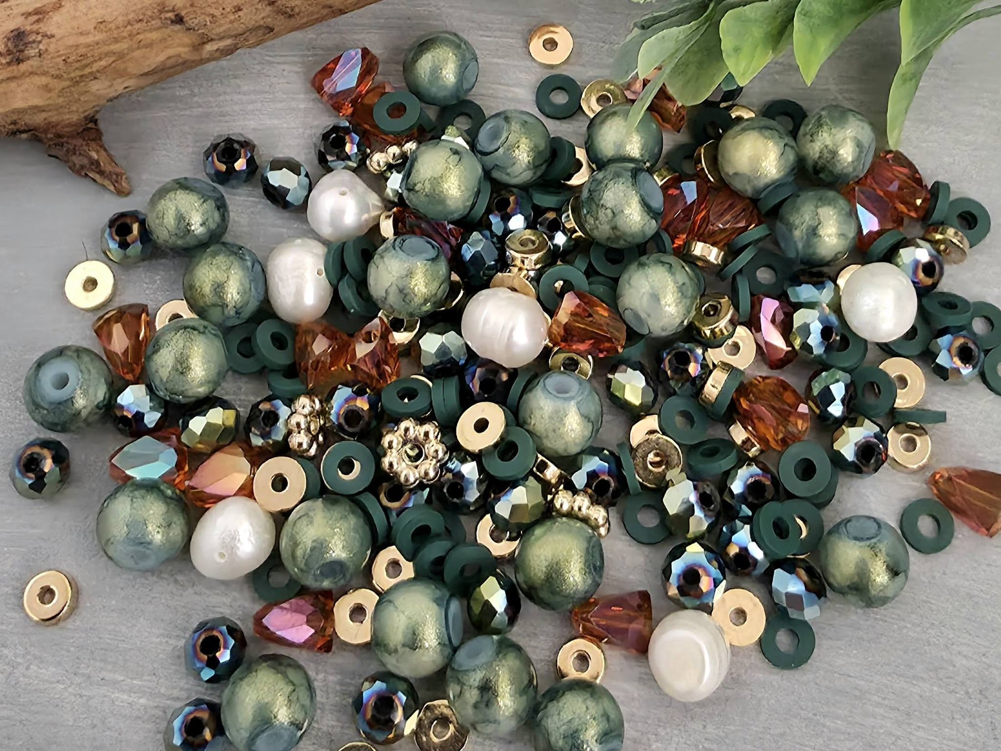 Mossy Amber - Curated Bead Mix