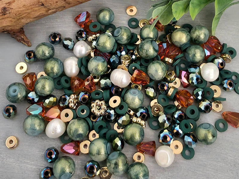 Mossy Amber - Curated Bead Mix