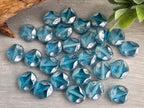 Aquamarine - Silver Wash Diamond Cut/Cross Czech Coins - 9mm - 10pcs