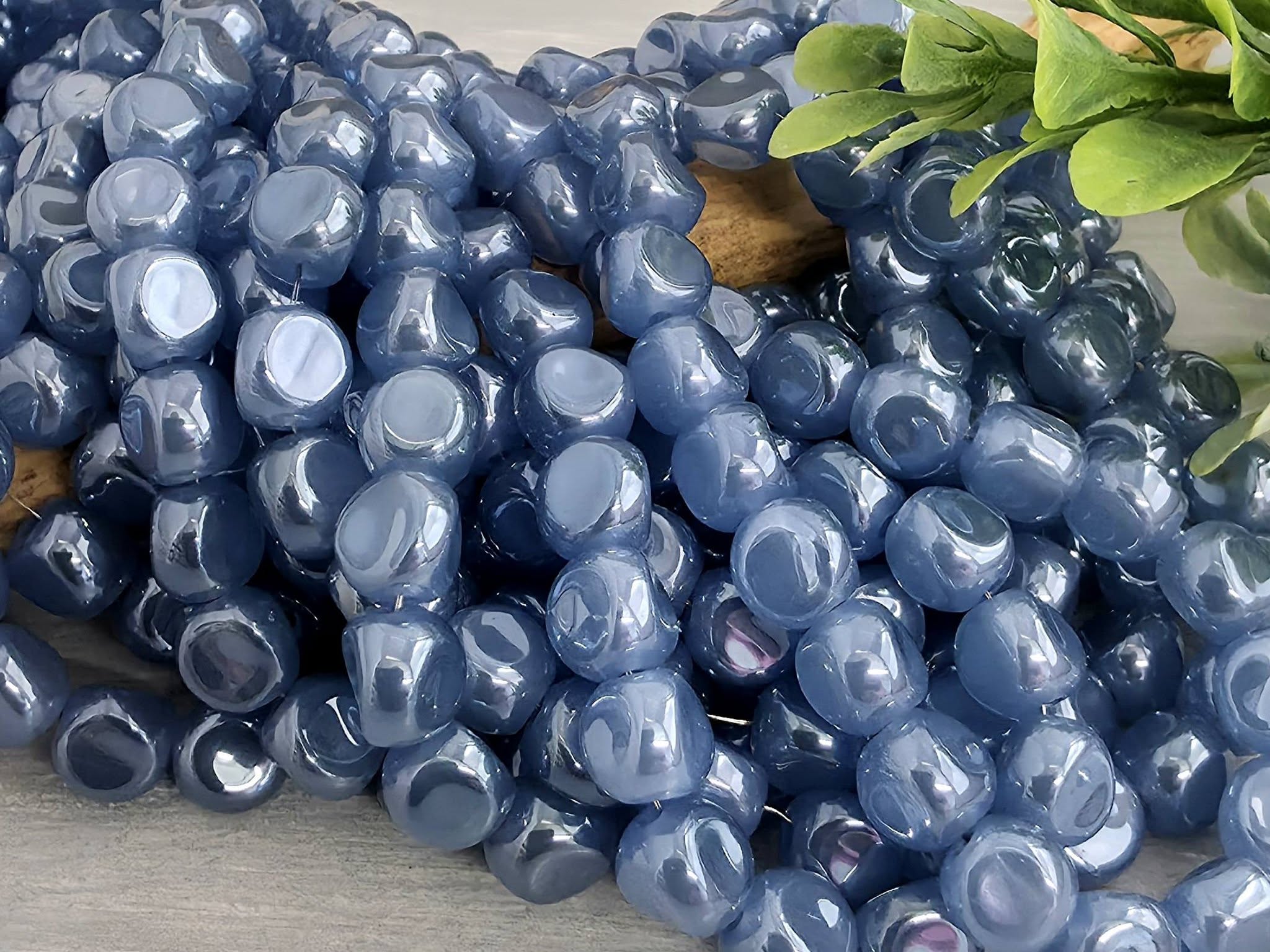 Denim Blue Silk- 3 Sided Crystal Beads - 6mm - 20pcs