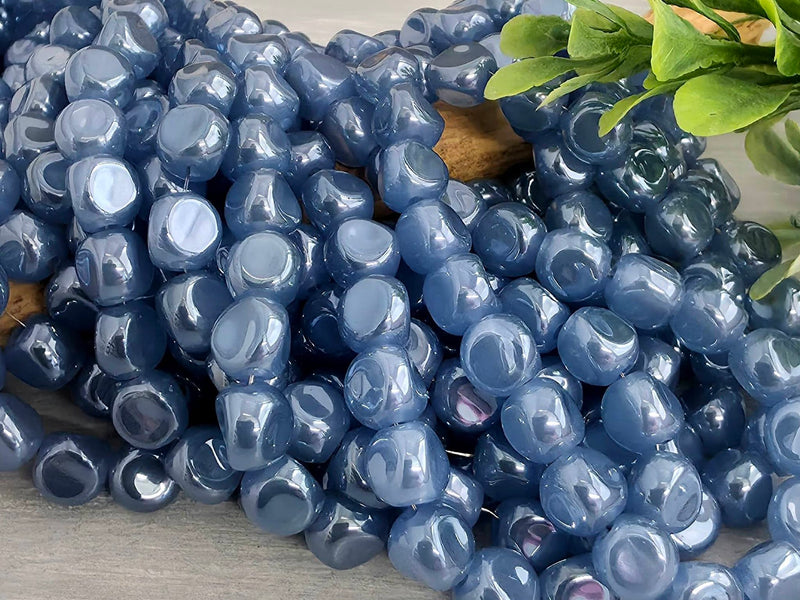 Denim Blue Silk- 3 Sided Crystal Beads - 6mm - 20pcs