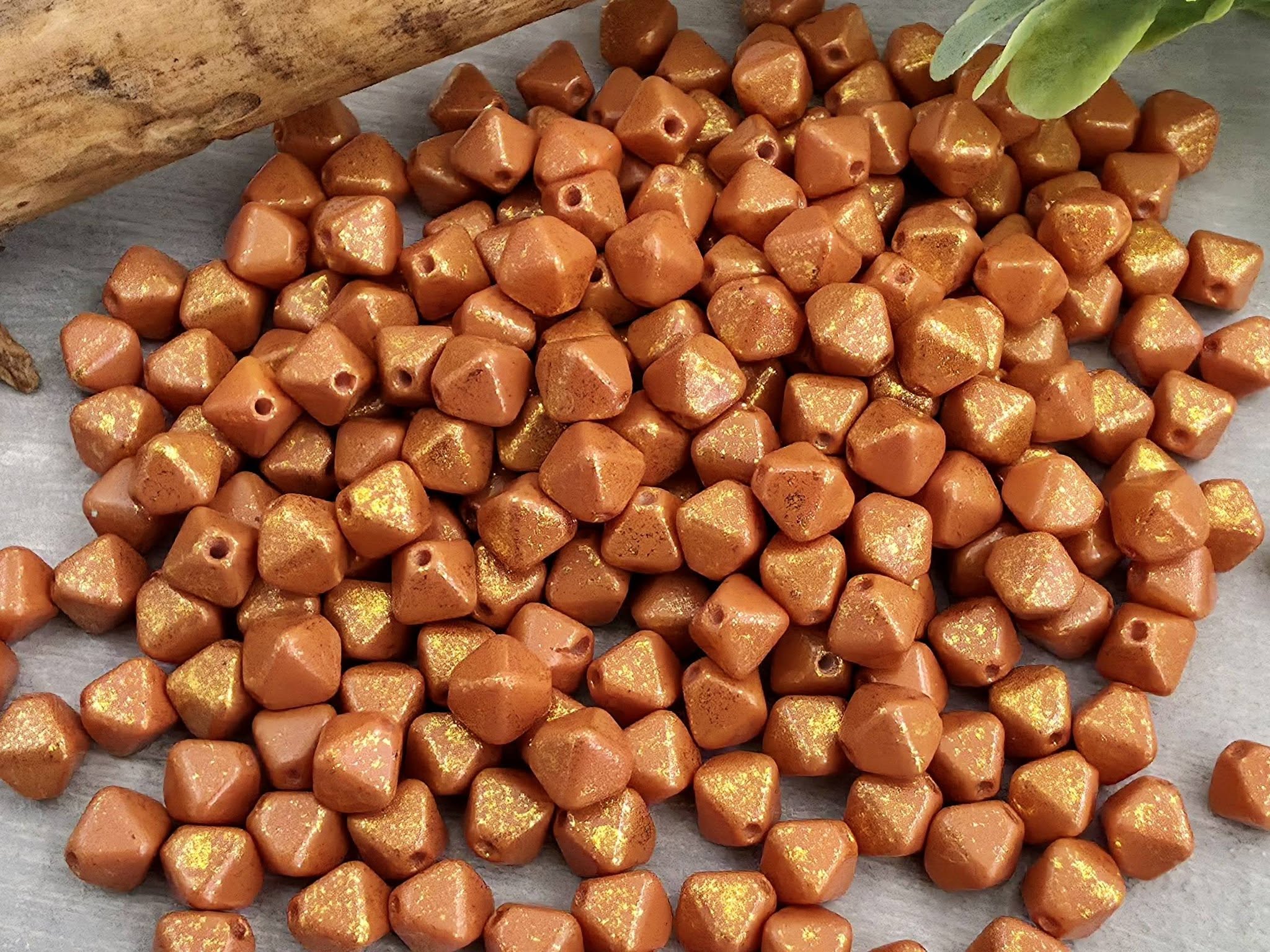Terracotta Copper - Czech Lantern Bicone Beads - 6mm - 50pcs