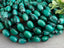 Green Turquoise - Wood Grain Pattern Glass Barrel Beads - 10x8mm - 7" Strand/Loose