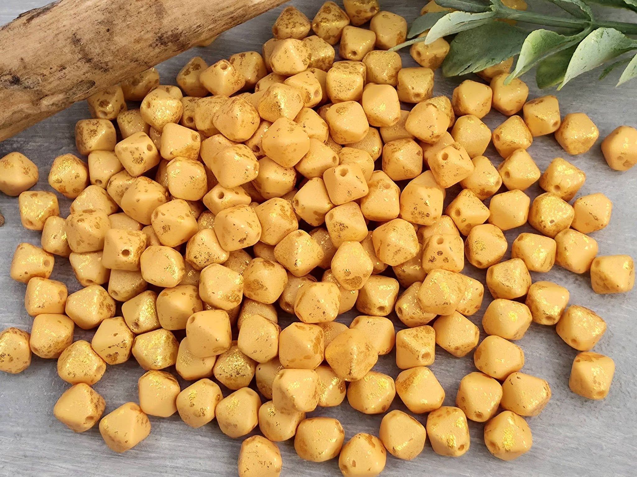 Sunflower - Czech Lantern Bicone Beads - 6mm - 50pcs