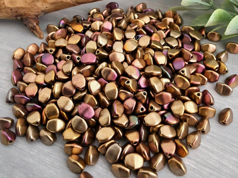 Matte Gold Iris - Czech Pinch Beads - 5mm - 100pcs