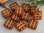 Smokey Amber - Copper Wash Czech Square Grid Beads - 13mm - 5pcs